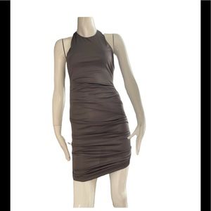 Nicole Miller ruched dress/Beautiful grey/purple sheen color